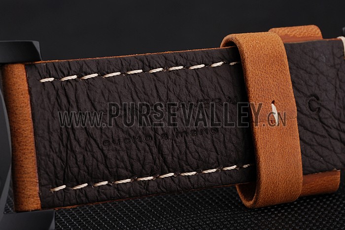 Swiss Panerai Luminor 1950 Black Dial Black PVD Case Brown Suede Leather Strap 1453851