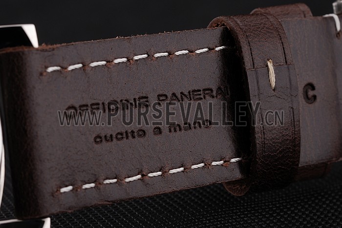 Swiss Panerai Luminor Black Dial Stainless Steel Case Brown Leather Strap 1453854