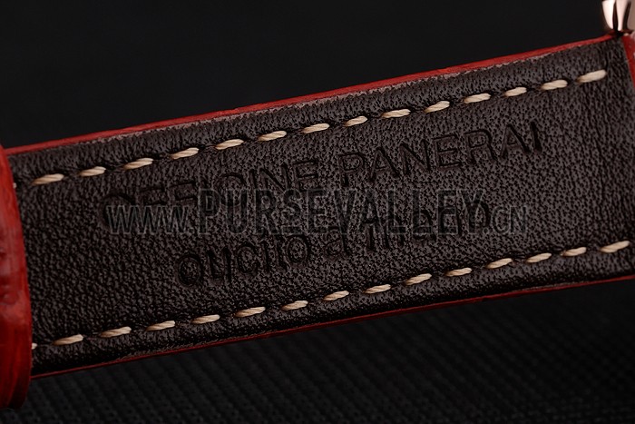 Panerai Radiomir Black Dial Rose Gold Case Red Leather Strap 1453806
