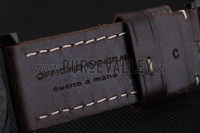 Swiss Panerai Luminor Black Dial Black PVD Case Brown Leather Strap 1453855