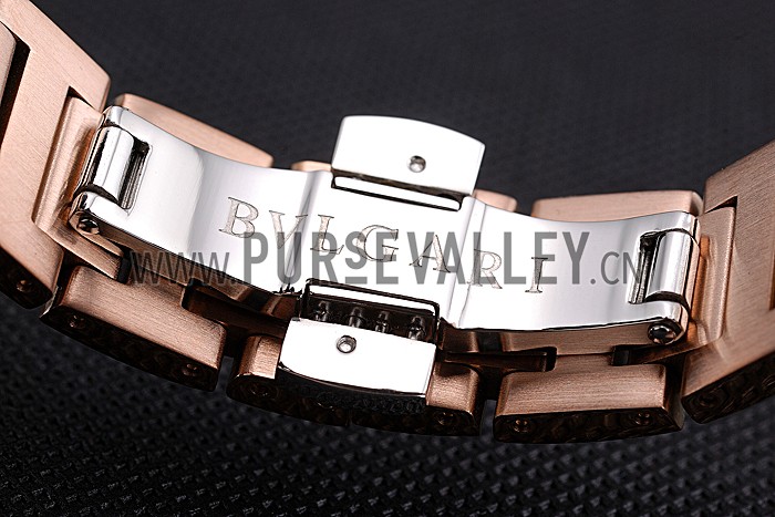 Bvlgari Solotempo Plum Dial With Diamonds Rose Gold Case And Bracelet 622743