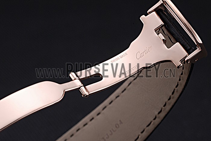 Swiss Cartier Ronde Solo Gold Diamond Case Black Dial Roman Numerals 622207