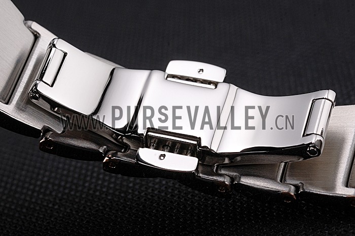 Bvlgari Lvcea Black Dial Diamond Hour Markings Rose Gold Case With Diamonds Two Tone Bracelet