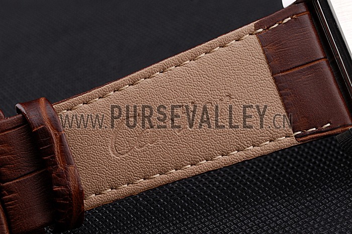 Cartier Tank Black And White Dial Stainless Steel Case Brown Leather Strap 622763