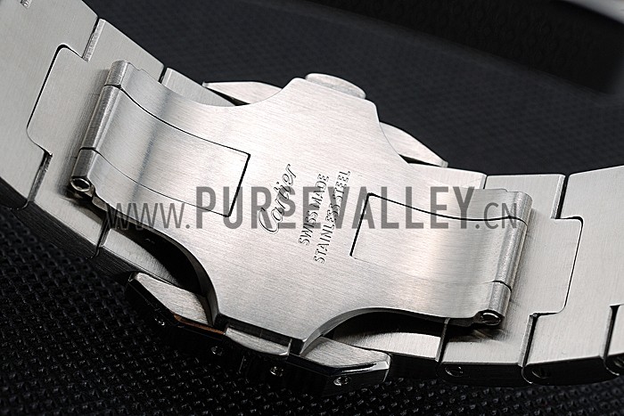 Swiss Cartier Santos White Dial Gold Bezel Steel Case And Bracelet 622881