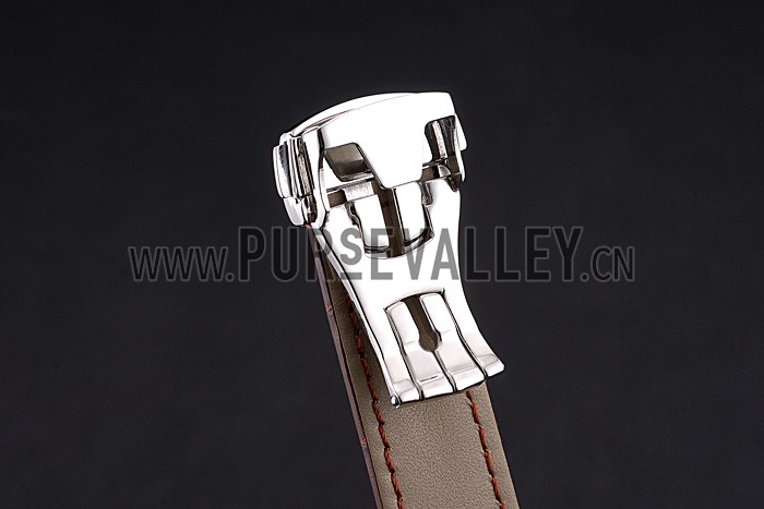 Omega DeVille Silver Bezel with White Dial and Brown Leather Strap 621566