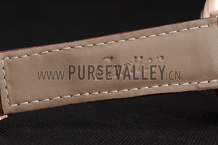 Cartier Ballon Bleu Flying Tourbillon Chronograph White Dial Rose Gold Case Brown Leather Strap