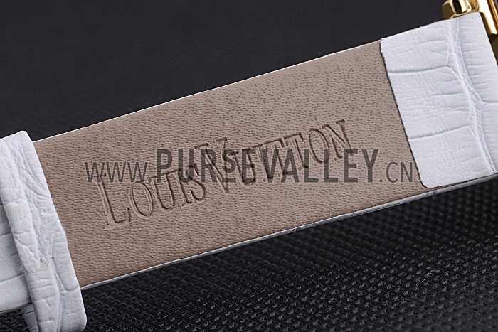 Louis Vuitton Emprise White Dial Gold Case White Leather Strap 622786