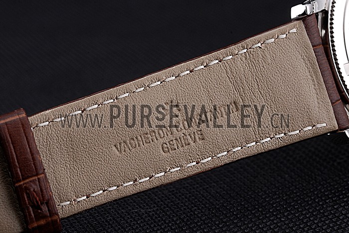 Swiss Vacheron Constantin Patrimony Contemporaine Stainless Steel Case White Dial Brown Leather Bracelet 622684