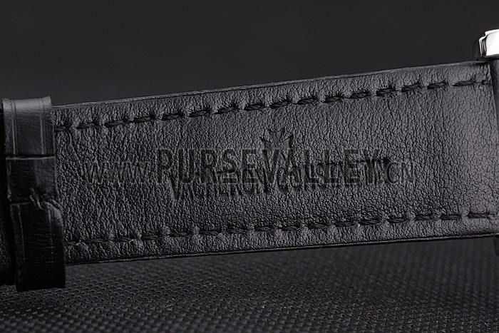 Swiss Vacheron Constantin Patrimony Quantieme Reserve De Marche White Dial Stainless Steel Case Black Leather Strap