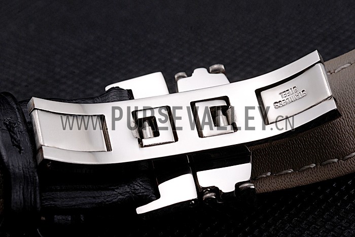 Longines Column Wheel White Dial Silver Stainless Steel Case Black Leather Strap