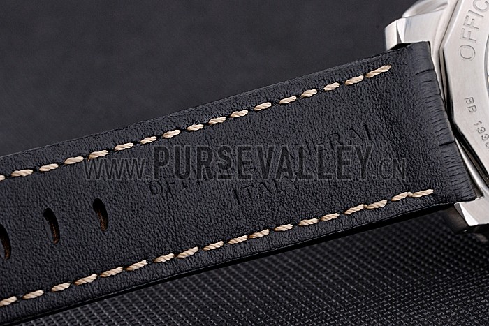 Panerai Luminor Marina 1950 Black Dial Brushed Steel Case Black Embossed Leather Strap