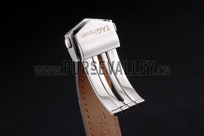 Swiss Tag Heuer Carrera Calibre 5 Black Dial Stainless Steel Case Black Leather Strap