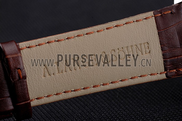 A. Lange & Sohne Grand Lange 1 Moon Phase White Dial Stainless Steel Case Brown Leather Strap