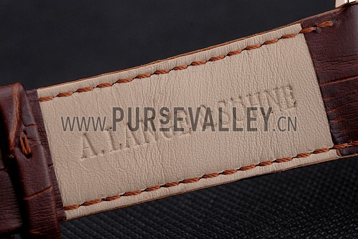 A. Lange & Sohne Grand Lange 1 Moon Phase White Dial Rose Gold Case Brown Leather Strap