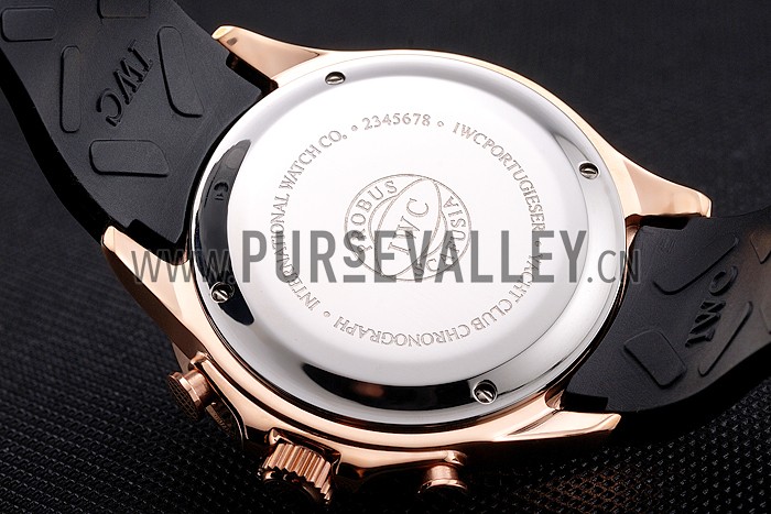 IWC Portugieser Yacht Club Black Dial Rose Gold Case Black Rubber Strap