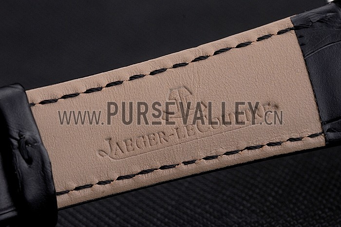 Jaeger LeCoultre Master Moonphase Tourbillon White Dial Stainless Steel Case Black Leather Strap