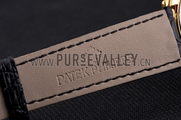 Patek Philippe Calatrava Gold Dial Gold Case Black Leather Strap