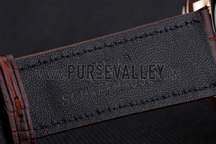 Swiss IWC Portugieser Perpetual Calendar White Dial Rose Gold Case Brown Leather Strap