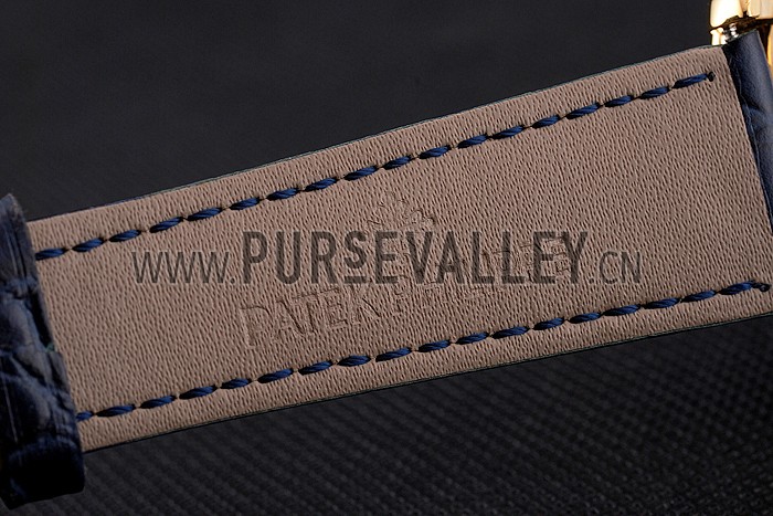 Patek Philippe Calatrava Date Blue Guilloche Dial Gold Case Blue Leather Strap