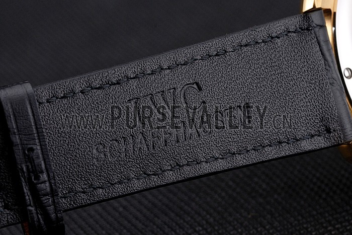 Swiss IWC Portugieser Perpetual Calendar White Dial Gold Case Black Leather Strap