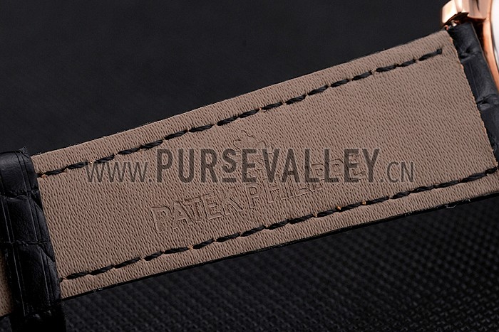 Patek Philippe Calatrava Date White Dial Rose Gold Case Black Leather Strap