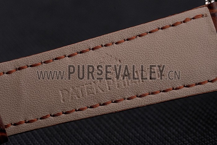 Patek Philippe Calatrava Date White Dial Stainless Steel Case Brown Leather Strap