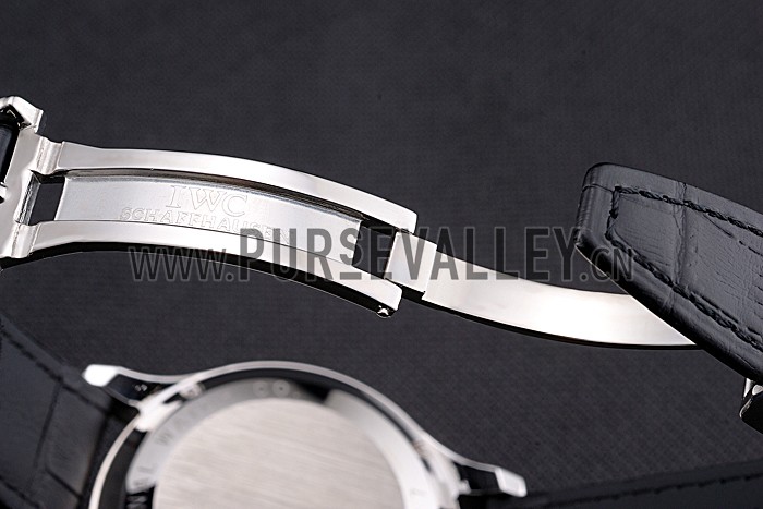 Swiss IWC Portugieser Power Reserve White Dial Stainless Steel Case Black Leather Strap