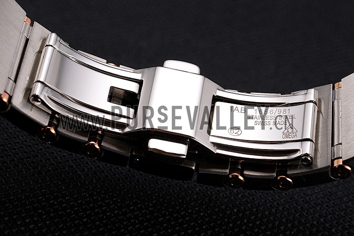 Swiss Omega Constellation White Dial Stainless Steel Case Rose Gold Bezel Two Tone Bracelet