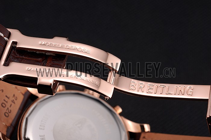 Breitling Chronomat Blue Dial Stainless Steel Case Gold Bezel Blue Leather Strap