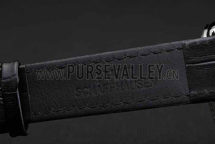 IWC Portofino Black Dial Stainless Steel Case Diamonds Bezel Black Leather Strap