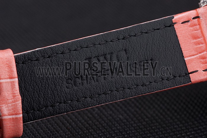 IWC Portofino Moon Phase Mother Of Pearl Dial Stainless Steel Case Diamonds Bezel Pink Leather Strap