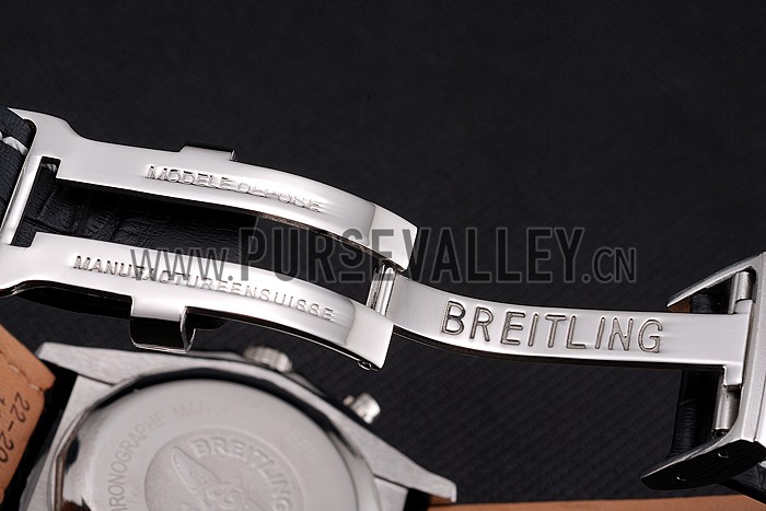 Breitling Chronomat Frecce Tricolori Black Dial Stainless Steel Case Black Leather Strap