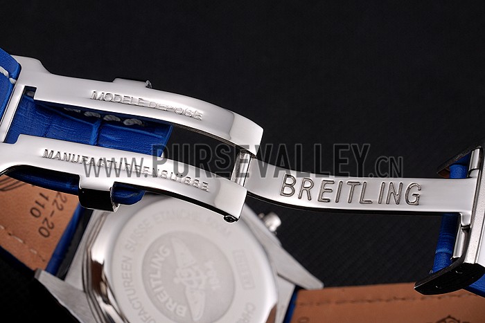 Breitling Chronomat Frecce Tricolori Blue Dial Stainless Steel Case Blue Leather Strap