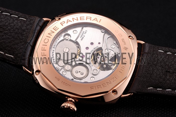 Swiss Panerai Radiomir Oro Rosso Brown Dial Rose Gold Case Brown Leather Strap