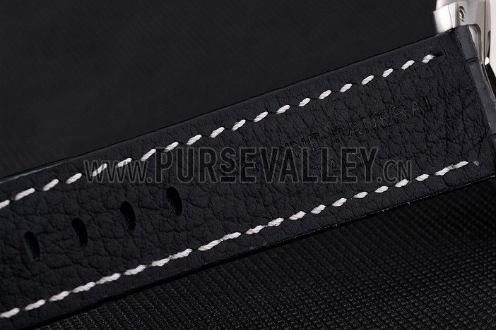 Swiss Panerai Luminor Marina Date Black Dial Stainless Steel Case Black Leather Strap