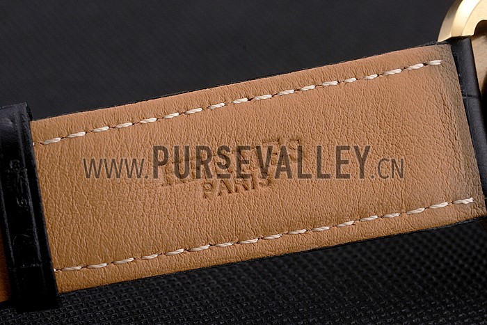 Hermes Dressage Blue Dial Gold Case Black Leather Strap