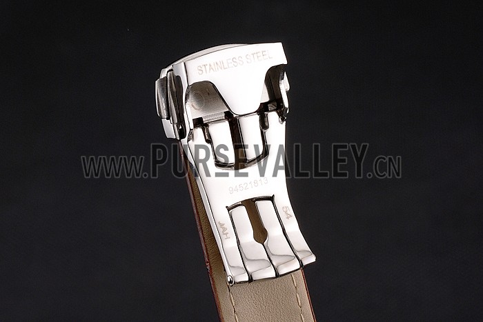 Omega Speedmaster White Dial Stainless Steel Case Diamond Bezel Brown Leather Strap