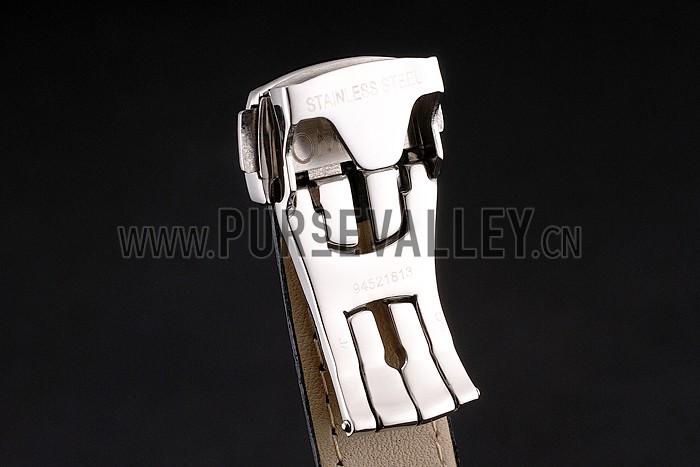 Omega Speedmaster White Dial Stainless Steel Case Diamond Bezel Black Leather Strap