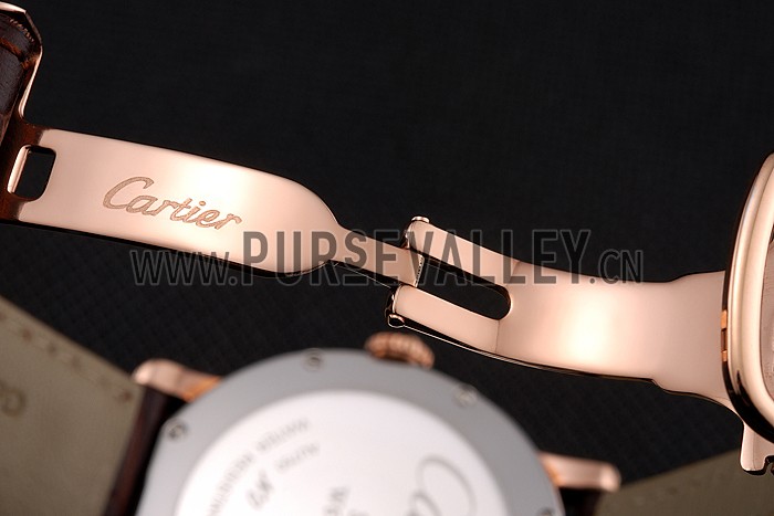 Cartier Ronde Solo Brown Dial Rose Gold Case Brown Leather Strap