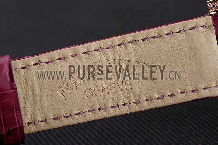 Franck Muller Double Mistery Ronde White Dial Rose Gold Case Plum Leather Strap