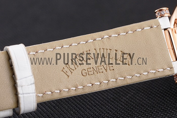 Franck Muller Double Mistery 4 Saisons White Dial Rose Gold Case White Leather Strap