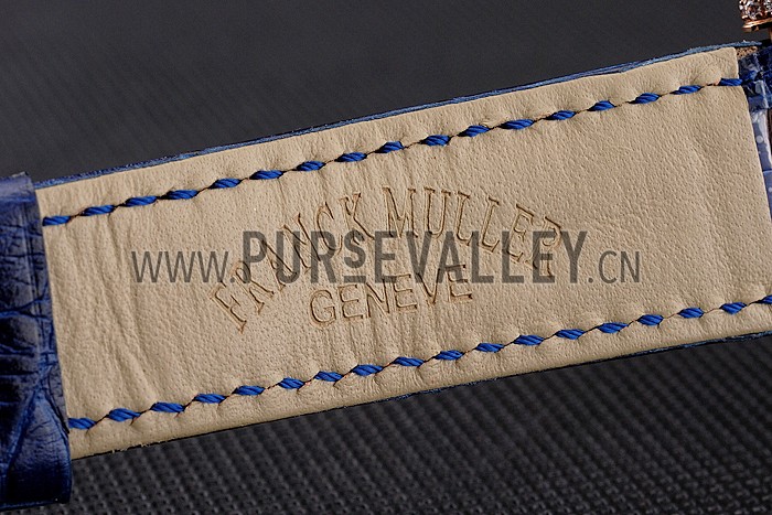 Franck Muller Double Mistery 4 Saisons White Dial Rose Gold Case Blue Leather Strap