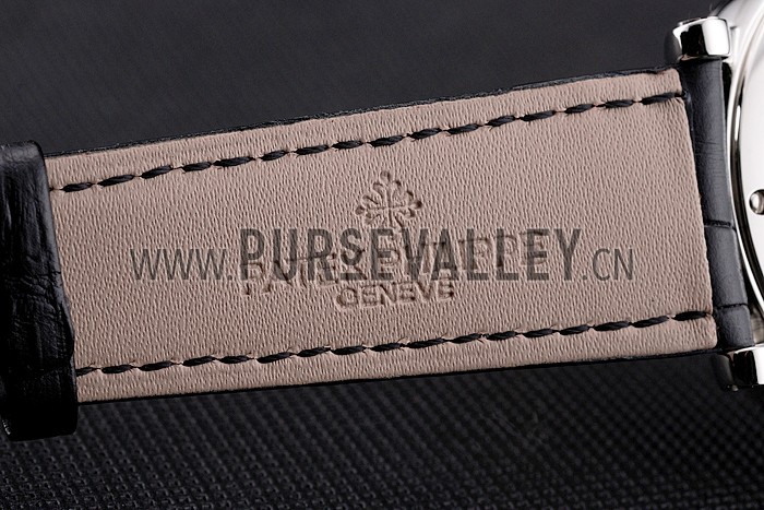 Patek Philippe Grand Complications Moonphase Perpetual Calendar Tourbillon Black Dial Stainless Steel Case Black Leather Strap