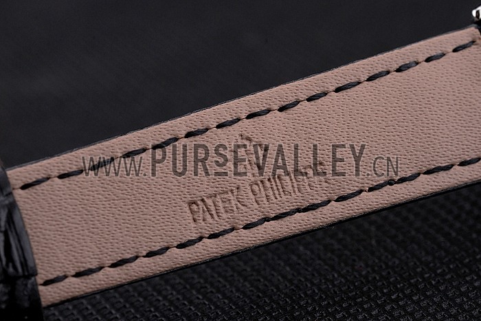 Patek Philippe Calatrava White Dial Roman Numerals Stainless Steel Case Black Leather Strap