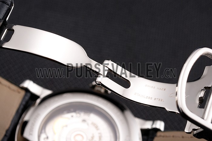 Swiss Cartier Ballon Bleu GMT Silver Dial Rose Gold Case Brown Leather Strap