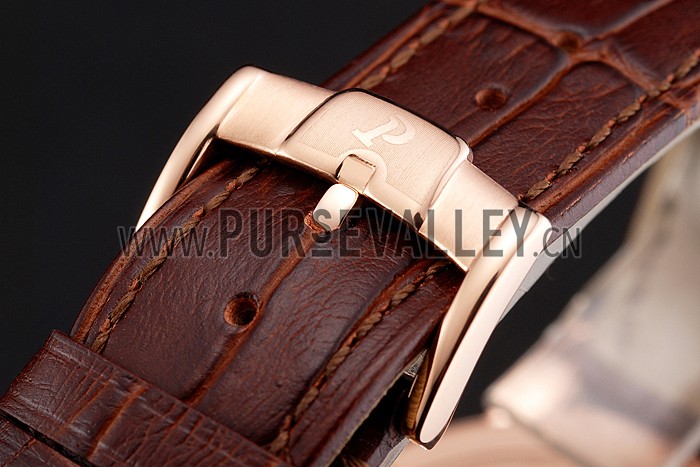 Swiss Piaget Altiplano Rose Gold Skeleton Dial With Diamonds Rose Gold Case Brown Leather Strap