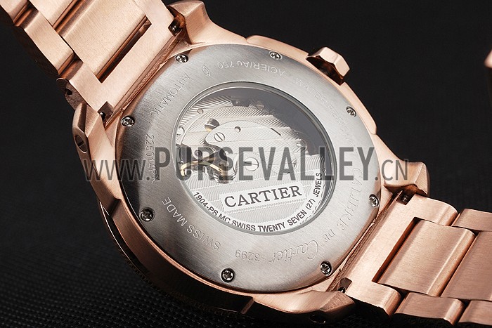 Cartier Calibre De Cartier Small Seconds White Dial Rose Gold Case And Bracelet