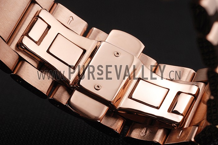 Cartier Calibre De Cartier Small Seconds Black And White Dial Rose Gold Case And Bracelet