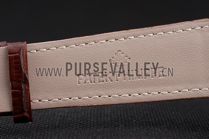 Patek Philippe Chronograph White Dial Stainless Steel Case Brown Leather Strap